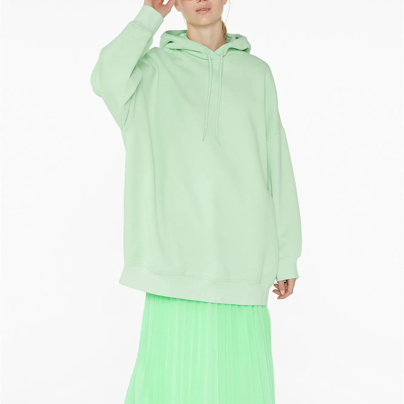 
Long Drawstring Custom Logo Plain Women Oversized Hoodies Dress for Woman 