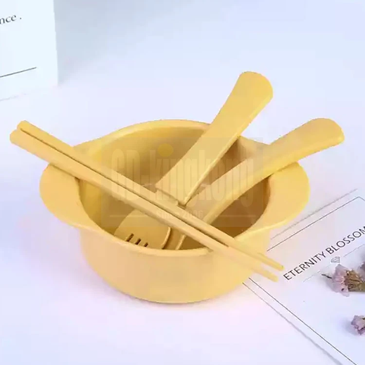 24 biodegradable Eco-friendly Colorful Cartoon Baby Child Kids PLA Tableware Set with Wheat Straw Bowl Fork Spoon Chopstick