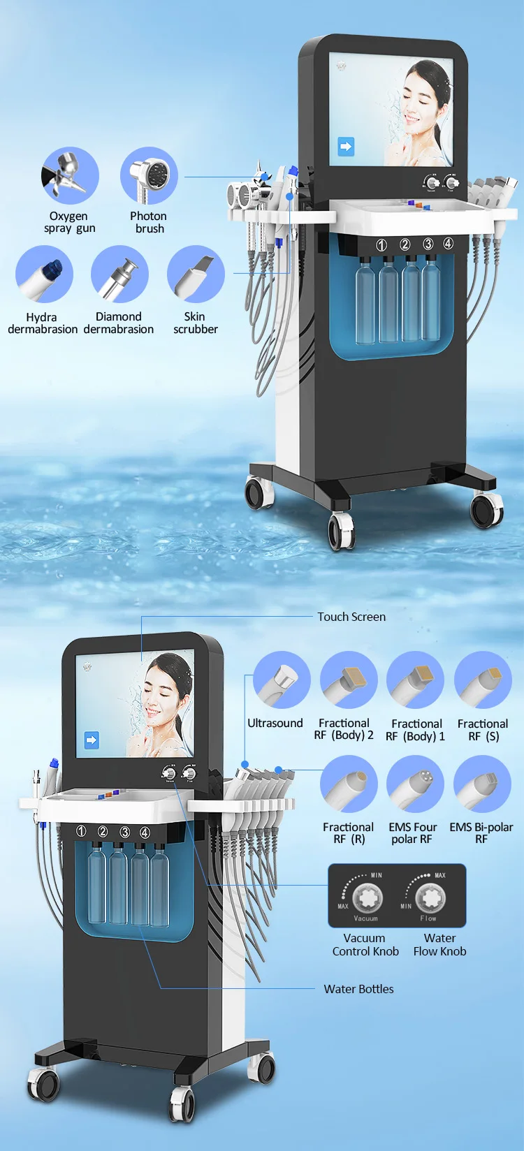 Hydra Dermabrasion Skin Clean Biopolar Rf Tightening Dermabrasion  microdermabrasion Diamond Hydra Facial Machine