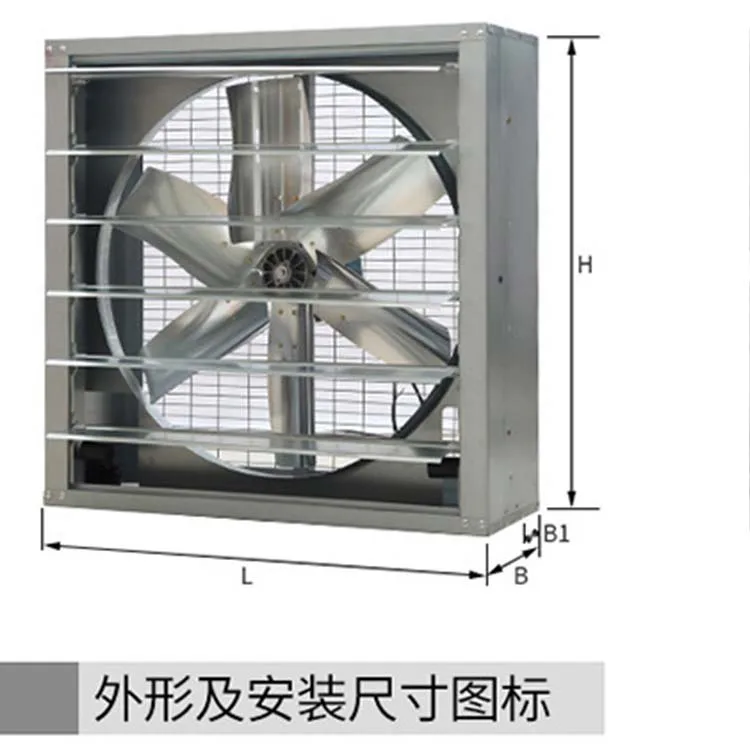 Installation of ventilation industrial exhaust fans on exhaust walls in large-sized warehouses and factories