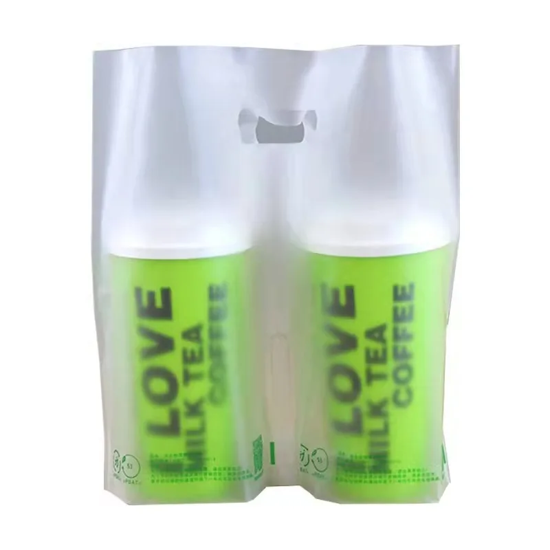 Cheap price plastic bubble tea packaging carrier bag take away boba bag