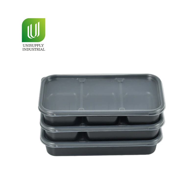 Disposable Plastic Food Grade PP Material Take Away Food container Long Strip 1or 2 or 3-Cell Bento Box with  Lid