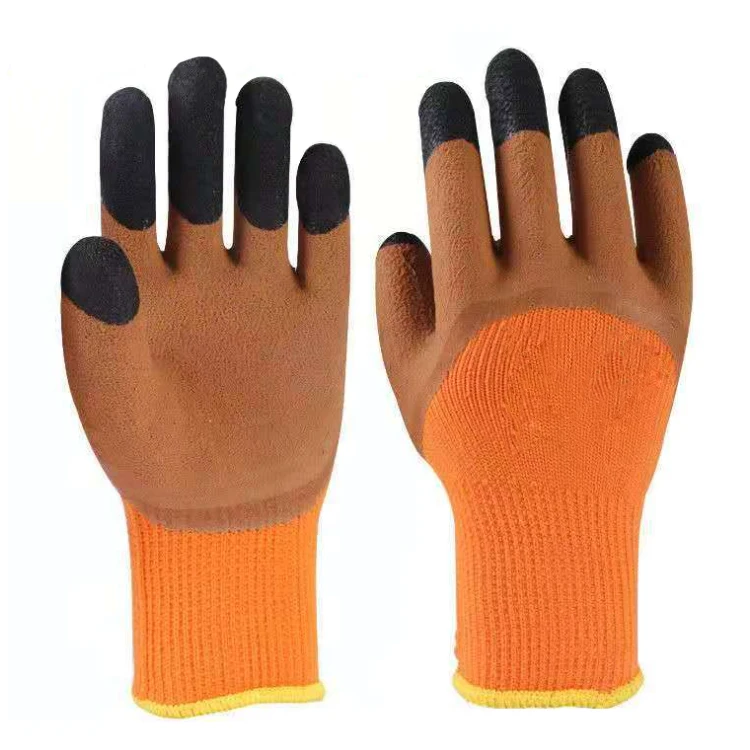 Industrial latex dipped 13G polyester Nylon yarn Foam surface reinforce finger winter work glove rubber hand safety glove
