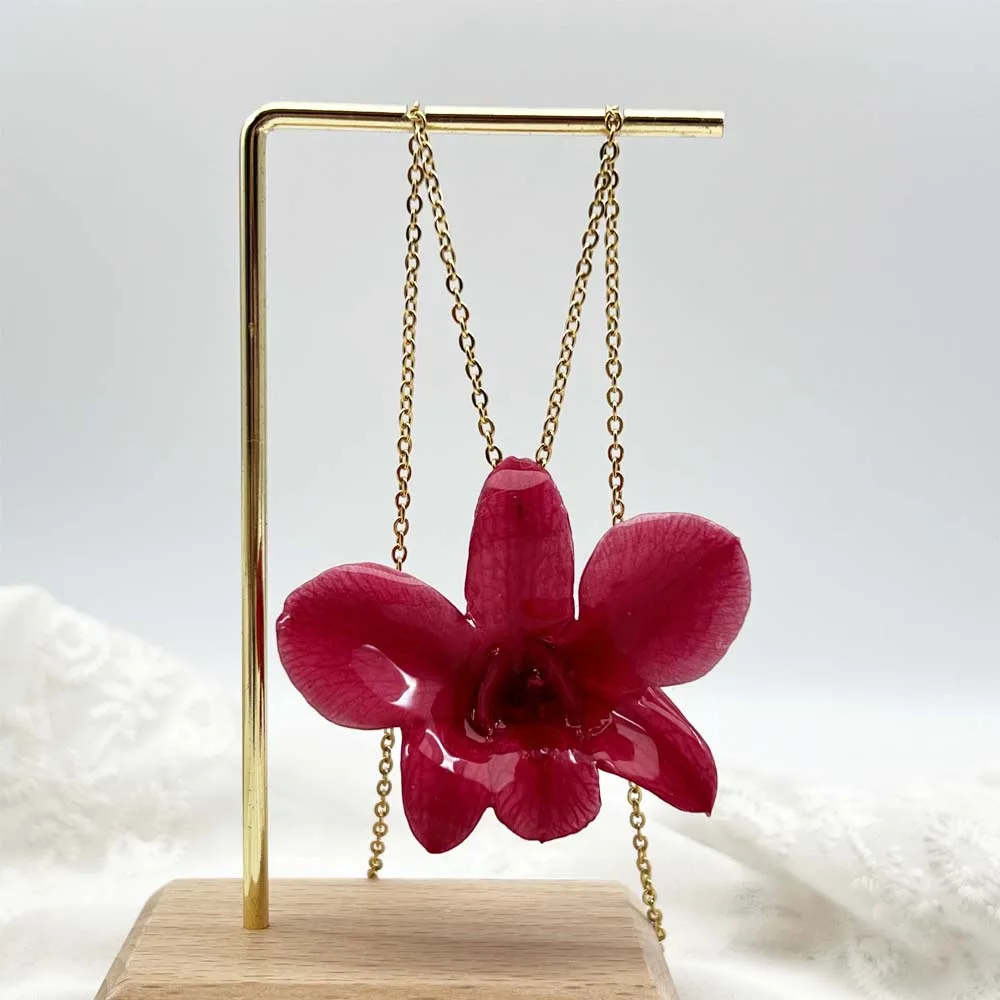 Fashion Jewelry Gold Chain Necklace Women High Quality Resin Orchid Flower Necklace