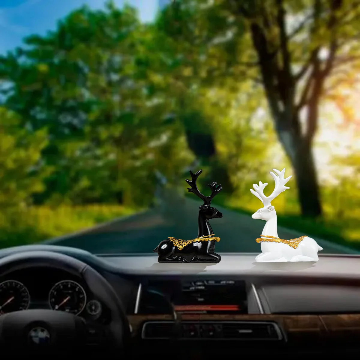 Explosive Road Safety Car Interior Decoration Car Decoration Deer Creative Home Decoration Resin Crafts