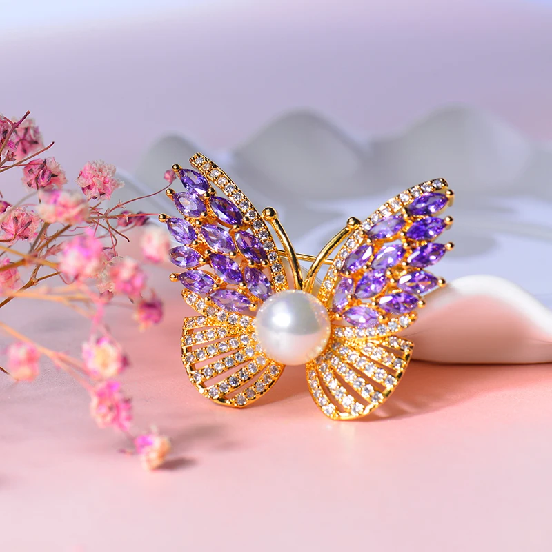 
Silver plated metal butterfly jewelry butterfly brooch AAA crystal diamond brooch pin for gift 