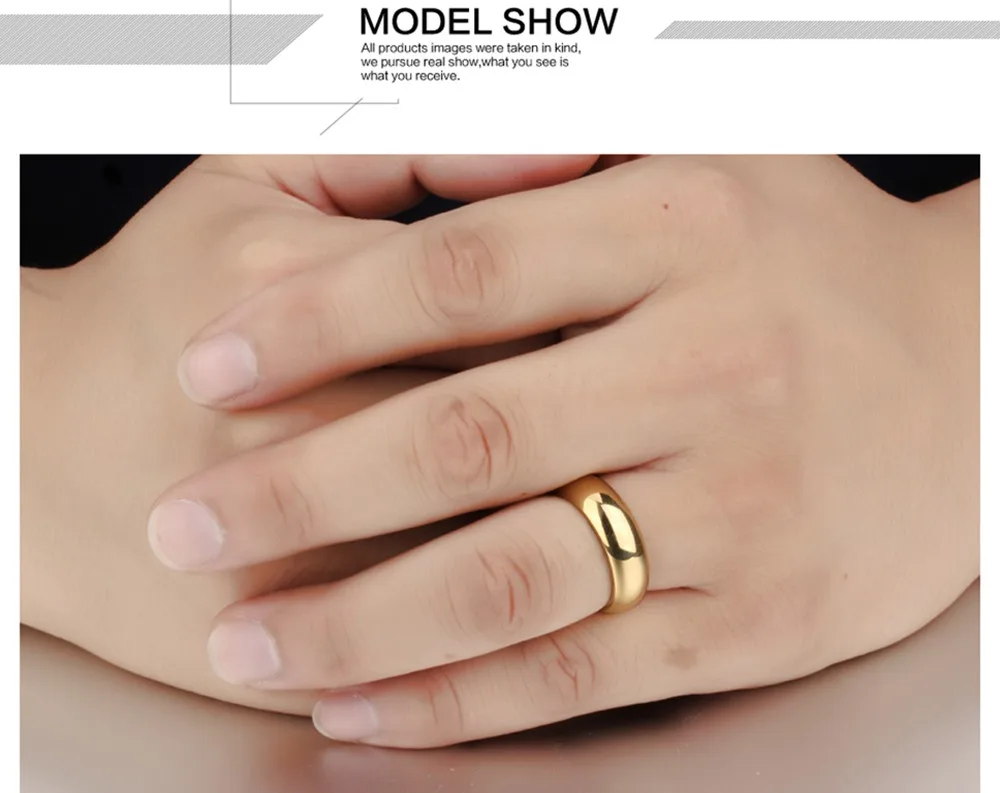 Attractive Best Sale Charm Various Gold Simple Titanium Mens Finger Ring