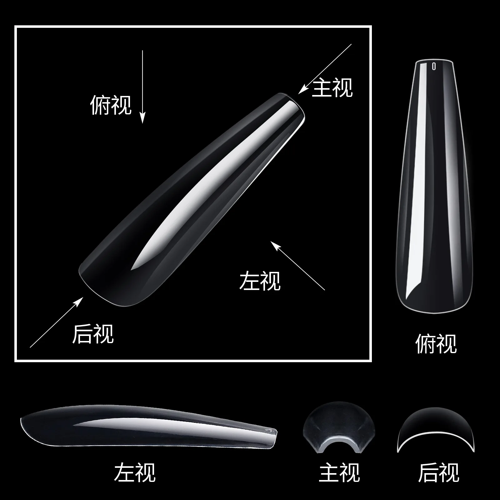 240pcs Extra Long Coffin Nail Tips Clear Straight Nail Extension Acrylic Tip For Nail Salons Art Design With Box