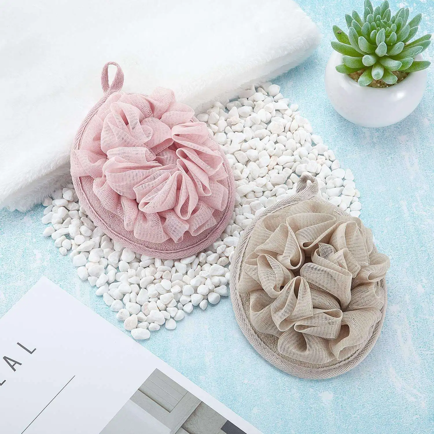 factory cheap price exfoliating sponge  bath gloves exfoliating bath shower loofah pouf sponge popular