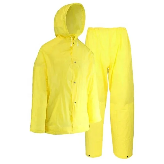 
Yellow rainwear clothing rain suit jacket & pants rain coat 