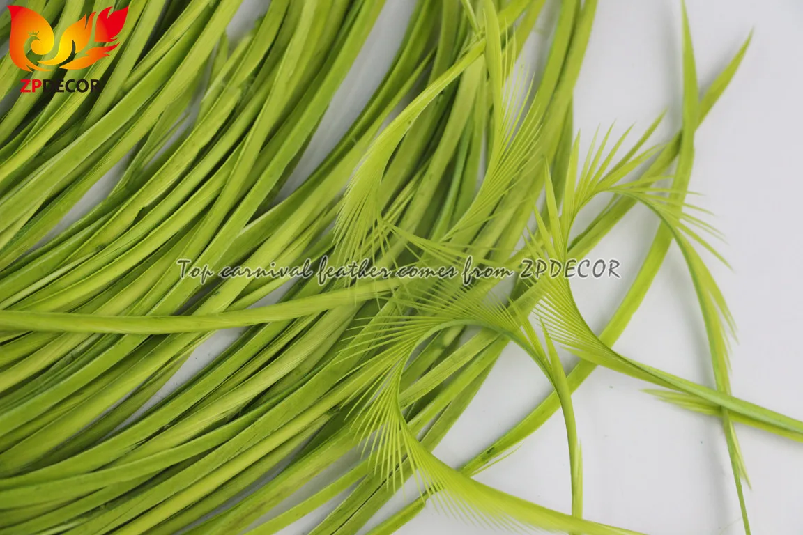 Factory Wholesale from ZPDECOR Cheap Stock Dyed Olive Green Stripped Goose Biot Feathers for Carnival Themed Decorations