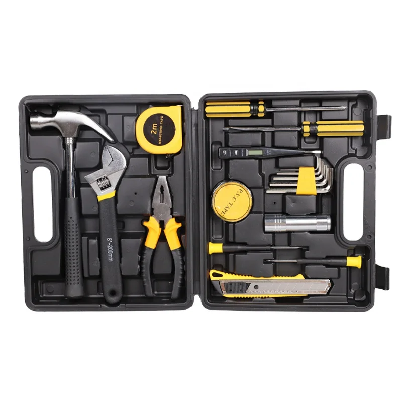 18Pcs Hand Multi-Function Tool box Professional Repair Tools kit Plastic Carbon Steel Tool Sets box