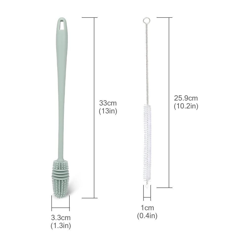 Masthome Eco Kitchen Cleaner with Long Handle Small TPR Silicone Baby Bottle Brush for Home Cleaning Glass and Car Application