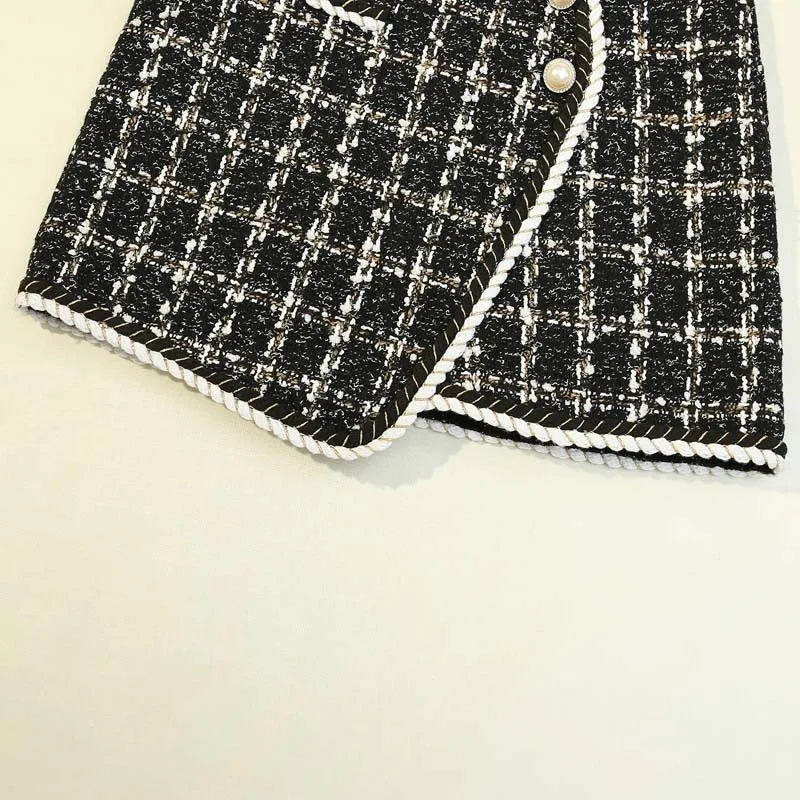 High Waist Slimming 2024 Buttons Skirts Double Breasted Wool Mini Skirt Tweed Skirts for Women