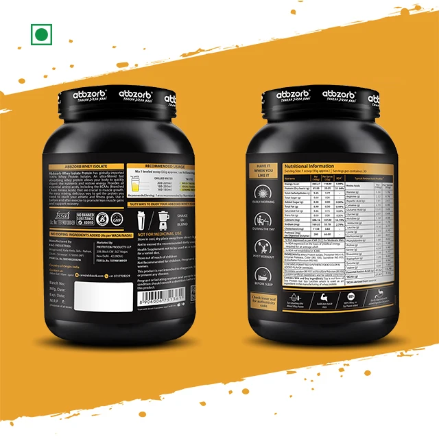 Premium Whey Protein Isolate Mango Flavour 1kg (30 Servings) with Protein& Glutamic Acid For Muscles Growth Uses Recovery