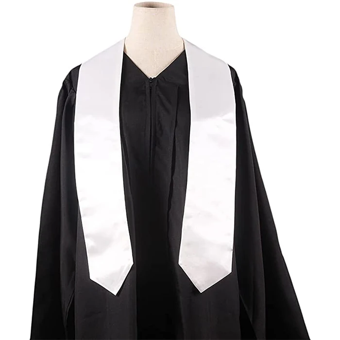 180*15cm White Satin Polyester Sublimation Personalized Honor Shawl Custom Graduation Stoles 72 Inch