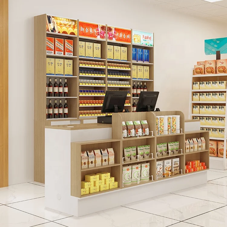 Pharmacy checkout Counter Grocery Stores Cashier. Counter with display Case