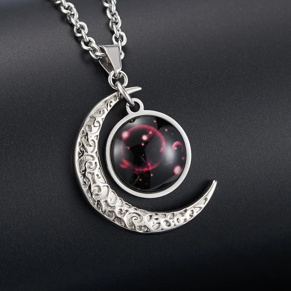 Luxury Hotsale Stainless Steel Womens Outer Space  Ball Moon Titanium Saturn Pendent Necklace