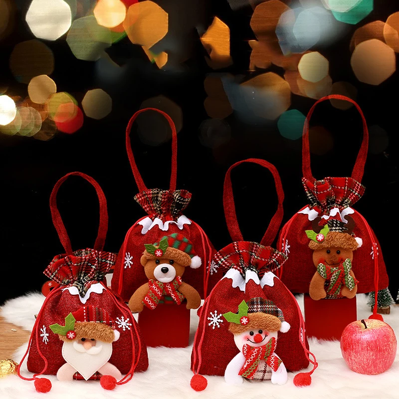 Promotion Small Burlap Fabric Gift Wrap Lightweight Gift Bags for Guest Party Weeding Birthday Christmas Santa Sack