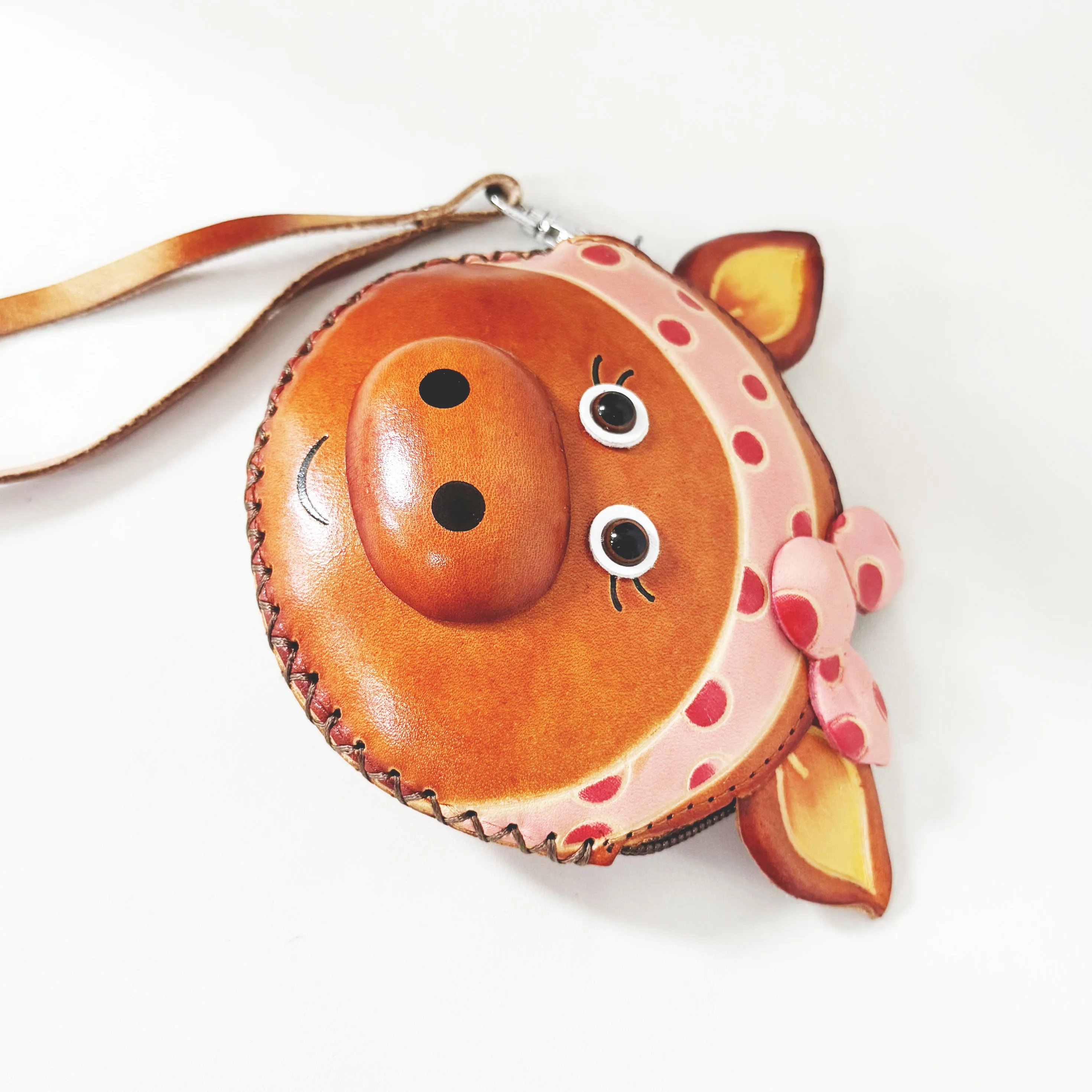 CP-010 pig  Animal Cartoon shaped wholesale price genuine leather cute women silicone custom printing coin purse