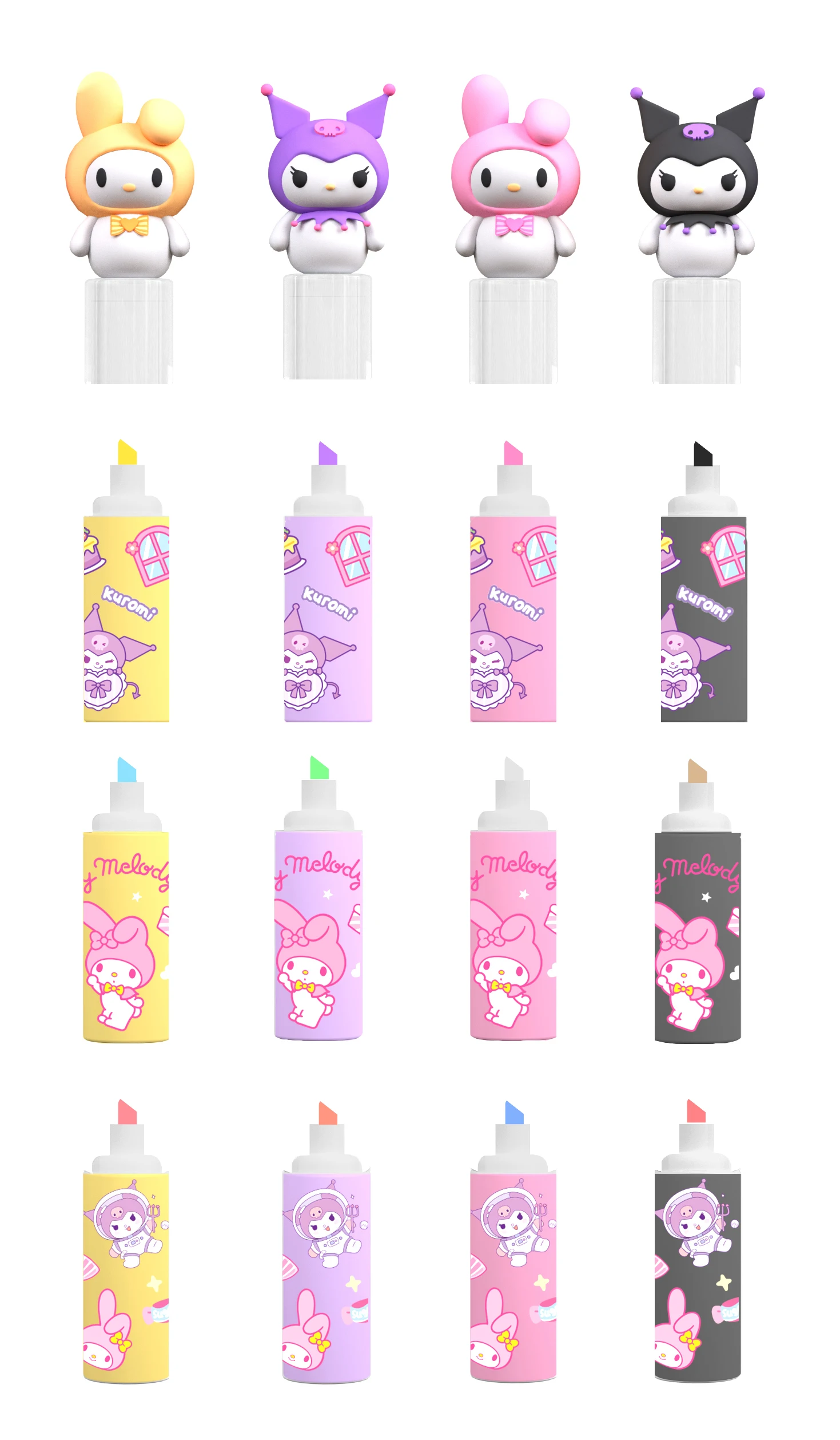 1/4 Cute colorful marker Cartoon pastel Highlighters Pen Paint Marking Fluorescent Mini Size Draw Highlighters 6colors marker pe