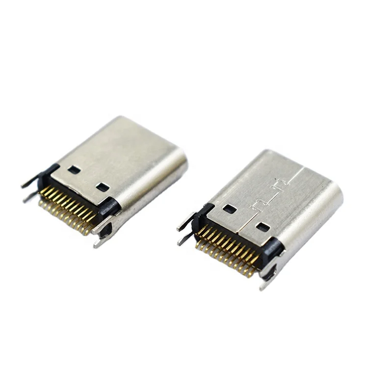 Universal Board Edge PCB Plywood Straddle Mount 1.0mm 24Pin USB Type-C female socket connector vertical