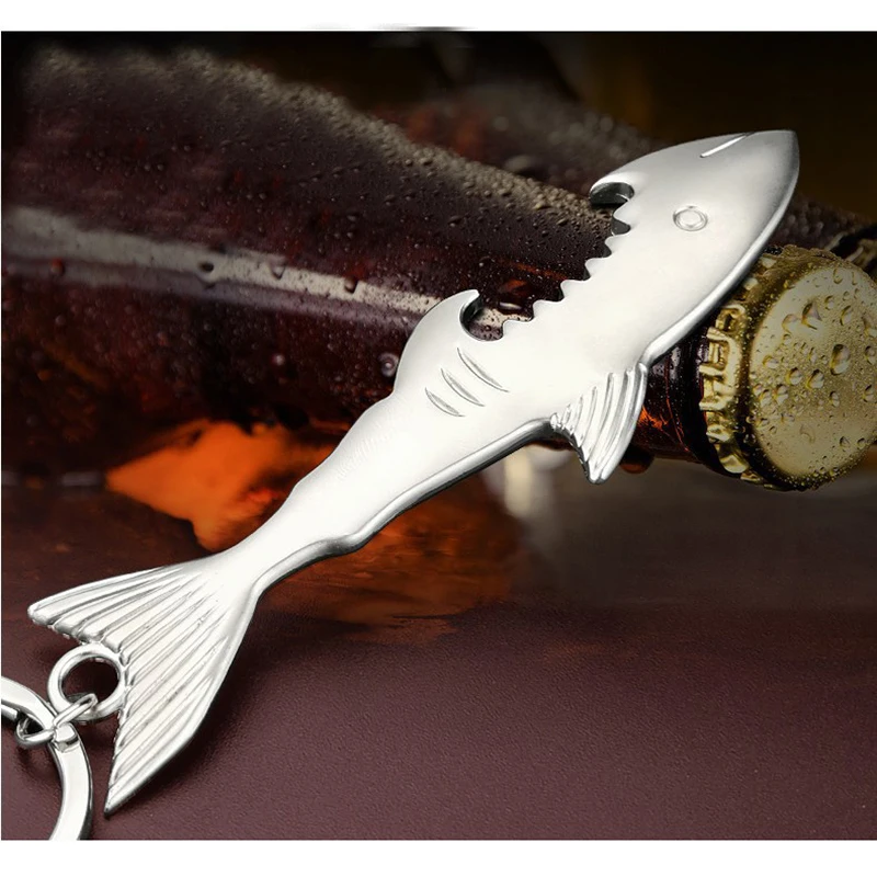 hot sales  alloy metal Creative shark bottle opener fish keychain for promotion