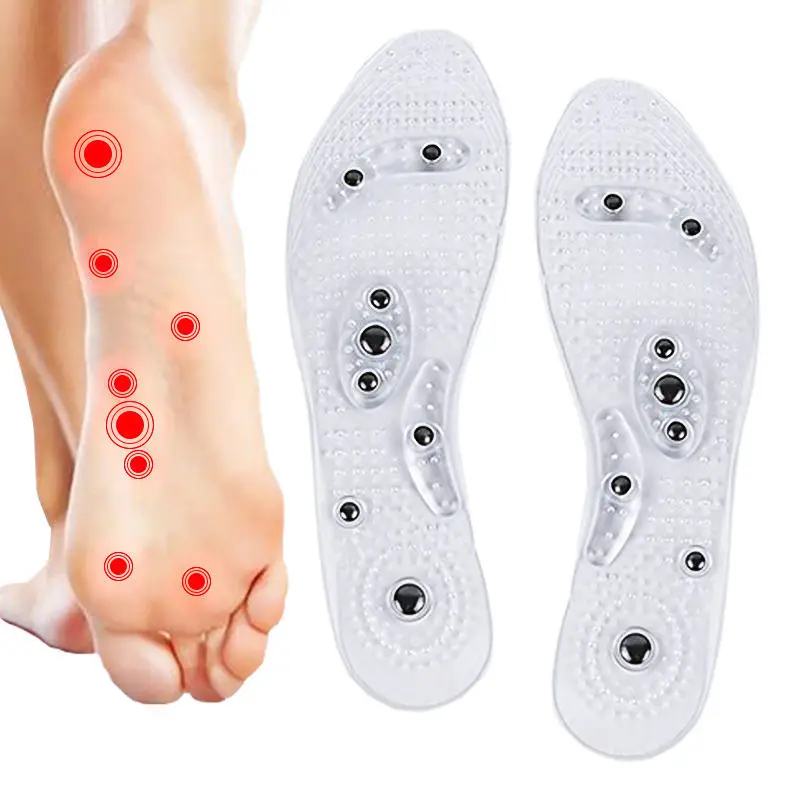 PVC gel feet massage foot reflexology shoes insole acupuncture acupressure magnetic insoles