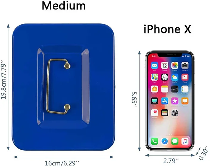 Blue metal cash box money saving safe cash box for kids