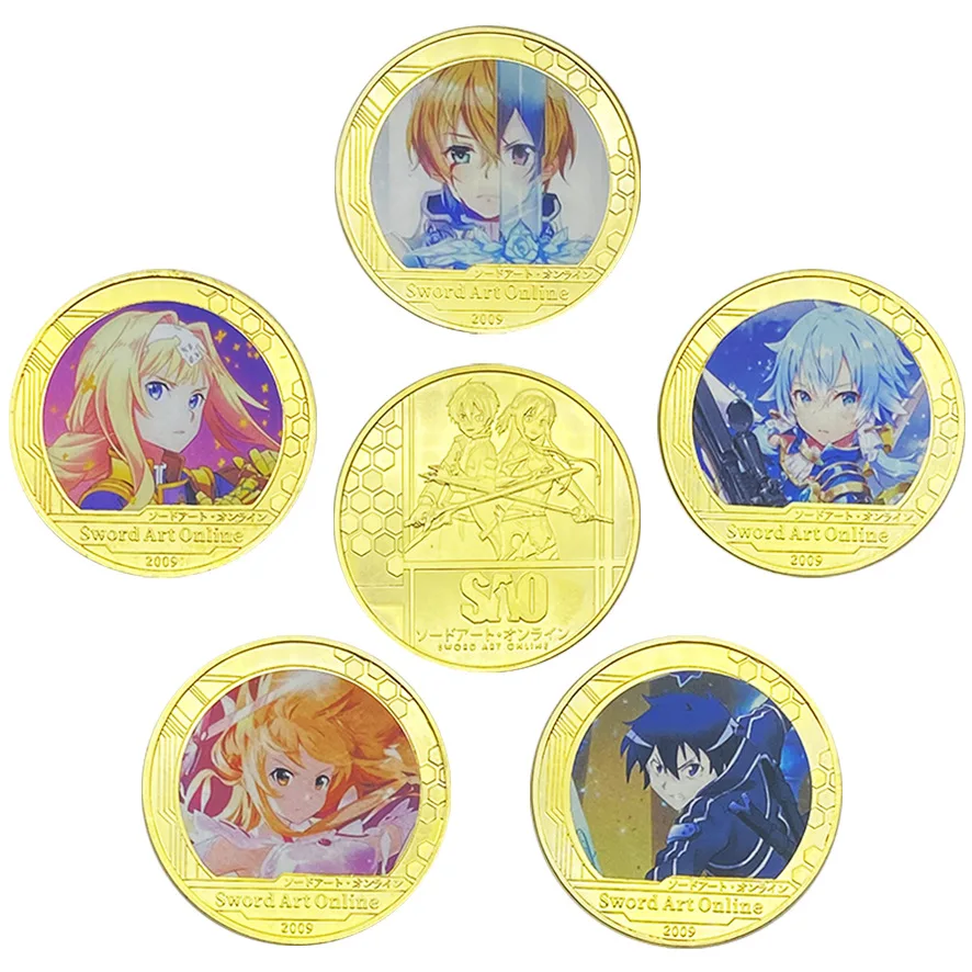 Wholesale Plain Price Metal Craft Japan Comics Sword Art Online Two-side Metal Gold Coin