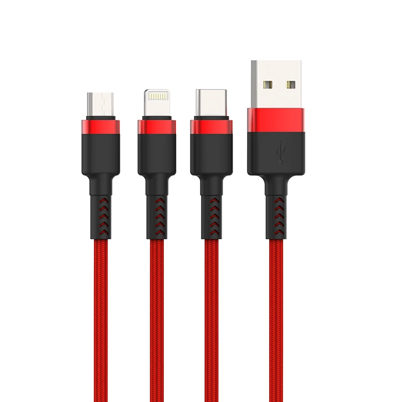 
3 in 1 usb charging cable for iphone/android micro usb &tape-c 