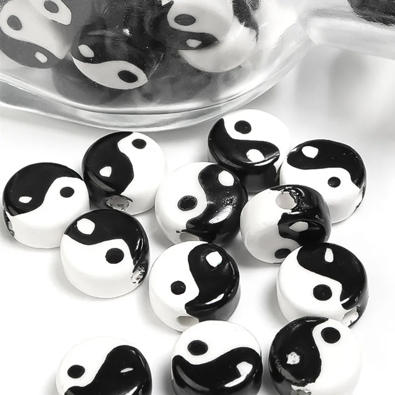 Ceramic new style Tai Chi straight hole round beads diy material accessories beads