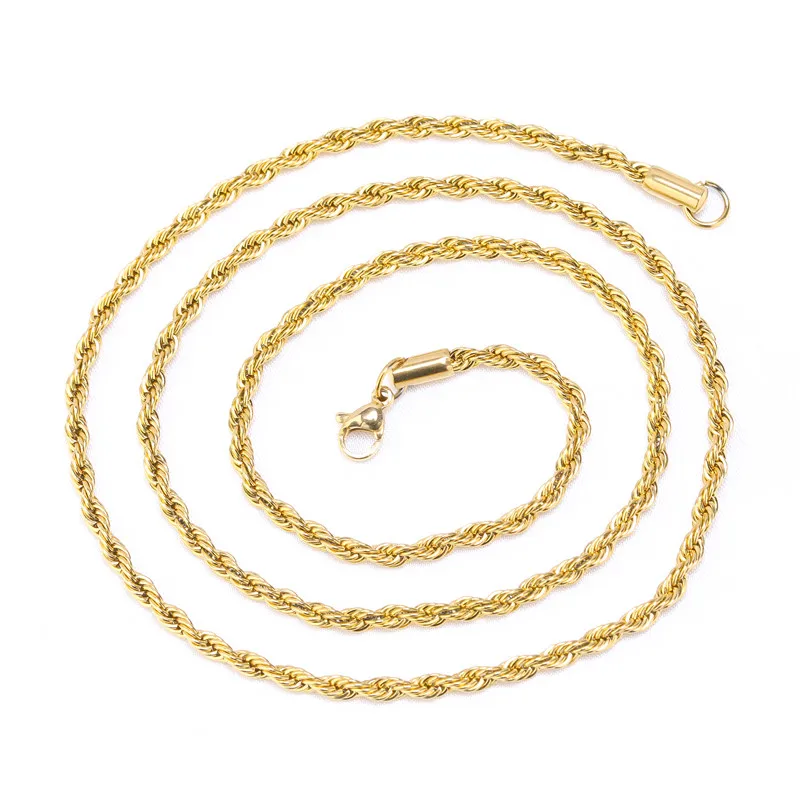 
copper gold plated rope chain electroplate color-preserving fashion minimalist style mens chains necklace collana uomo 