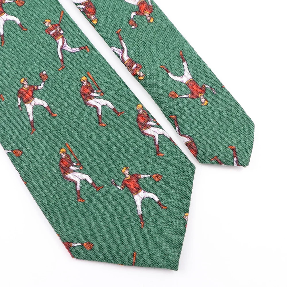 High Quality Cotton Handmade Tie For Men Cartoon Blue Green Necktie Wedding Business Suits Skinny Neck Ties Gravatas Accessories