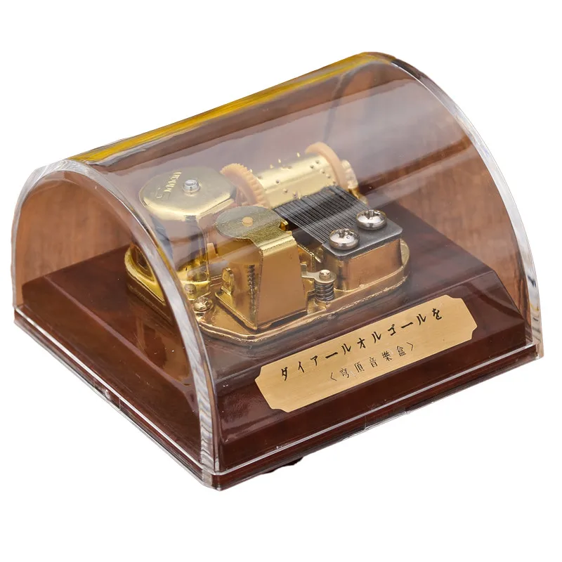 acrylic dome Music Box 18 note wind up musical movement