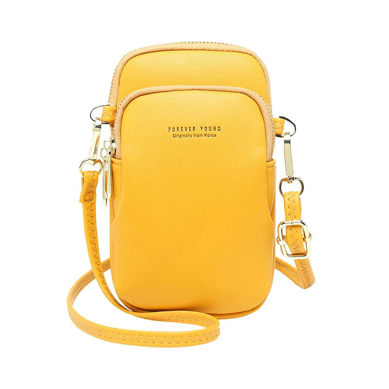 Women Double Zipper HandBags Mini Purses Small Shoulder Bag Mobile Phone Messenger Bags & Wallets For iPhone 11