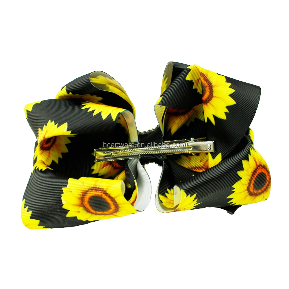 HCArtware Ins popular sunflower girl hair bow 6 cinch Boutique double-layer ribbon hand-woven hair bow for kids