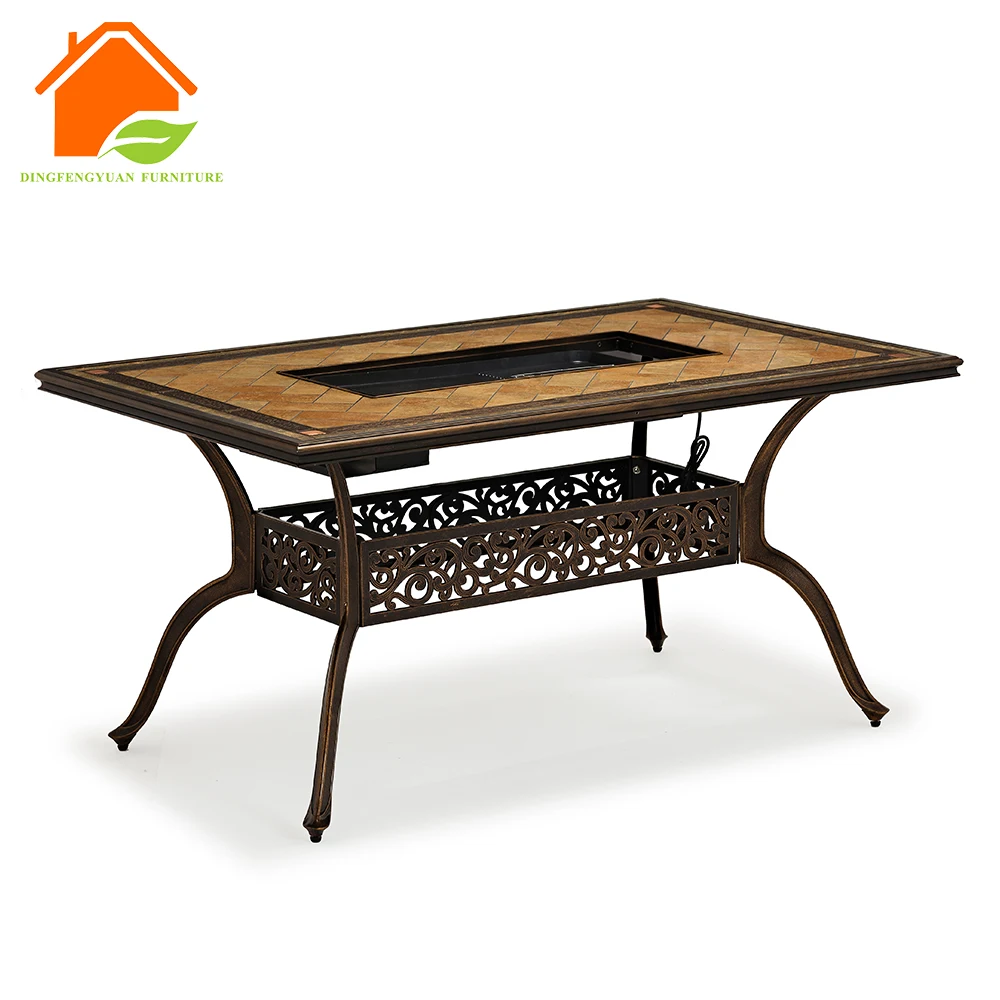 Садовый обеденный стол. Стол для барбекю из литого алюминия для улицы, Корейская мебель для барбекю и гриля для ресторана