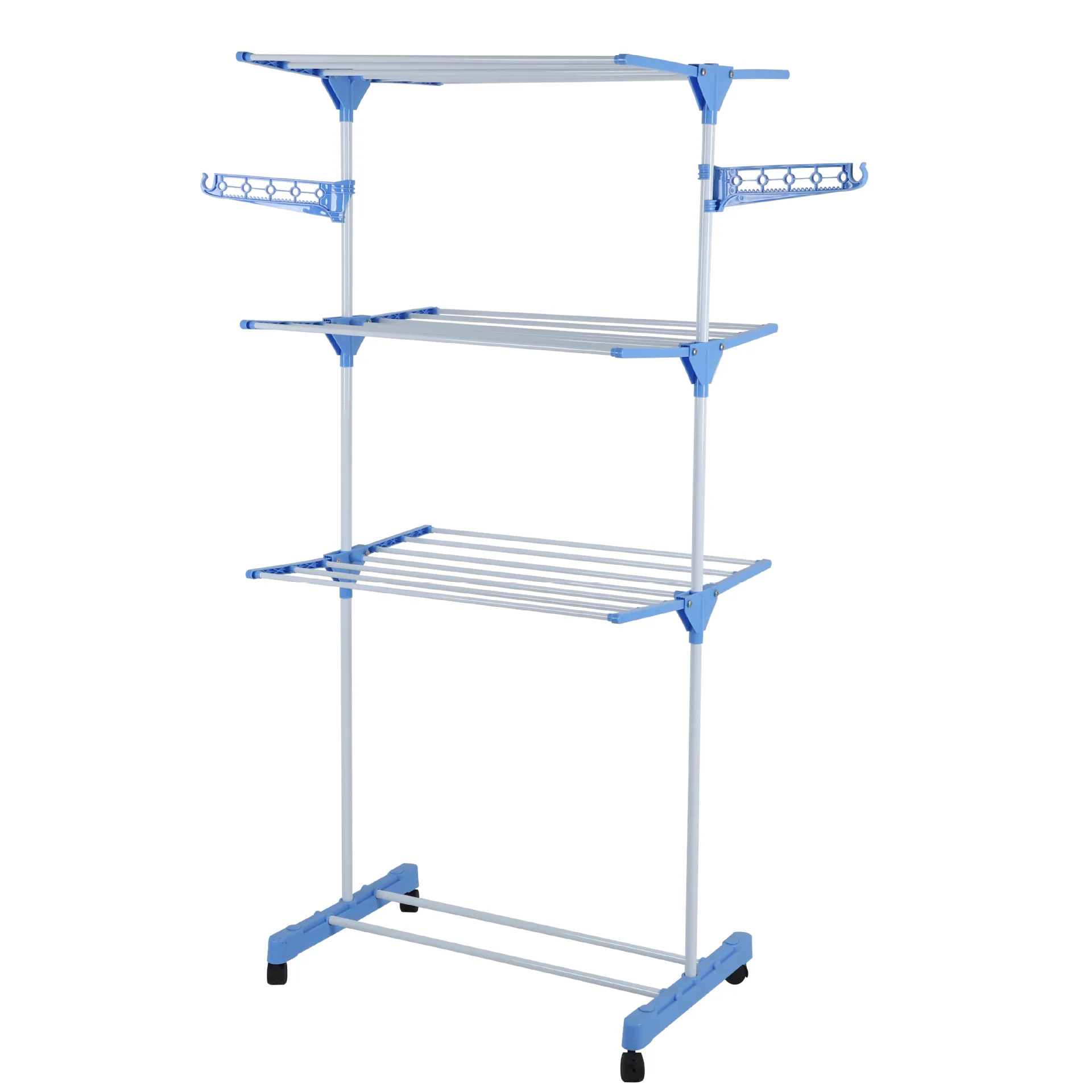 Hot Sale Foldable Clothes Drying Rack Indoor and Outdoor Cloth Standing Hanger Blue Foldable Hanging Clothes Drying Rack