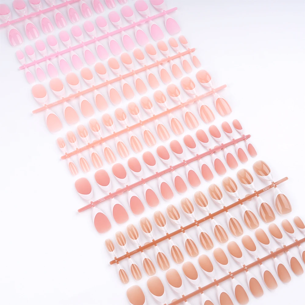 120 Pcs White French Tip Nail Designs Press On Nails French Tip Short Almond Nude Pre Design Nail Tips 12 Sizes