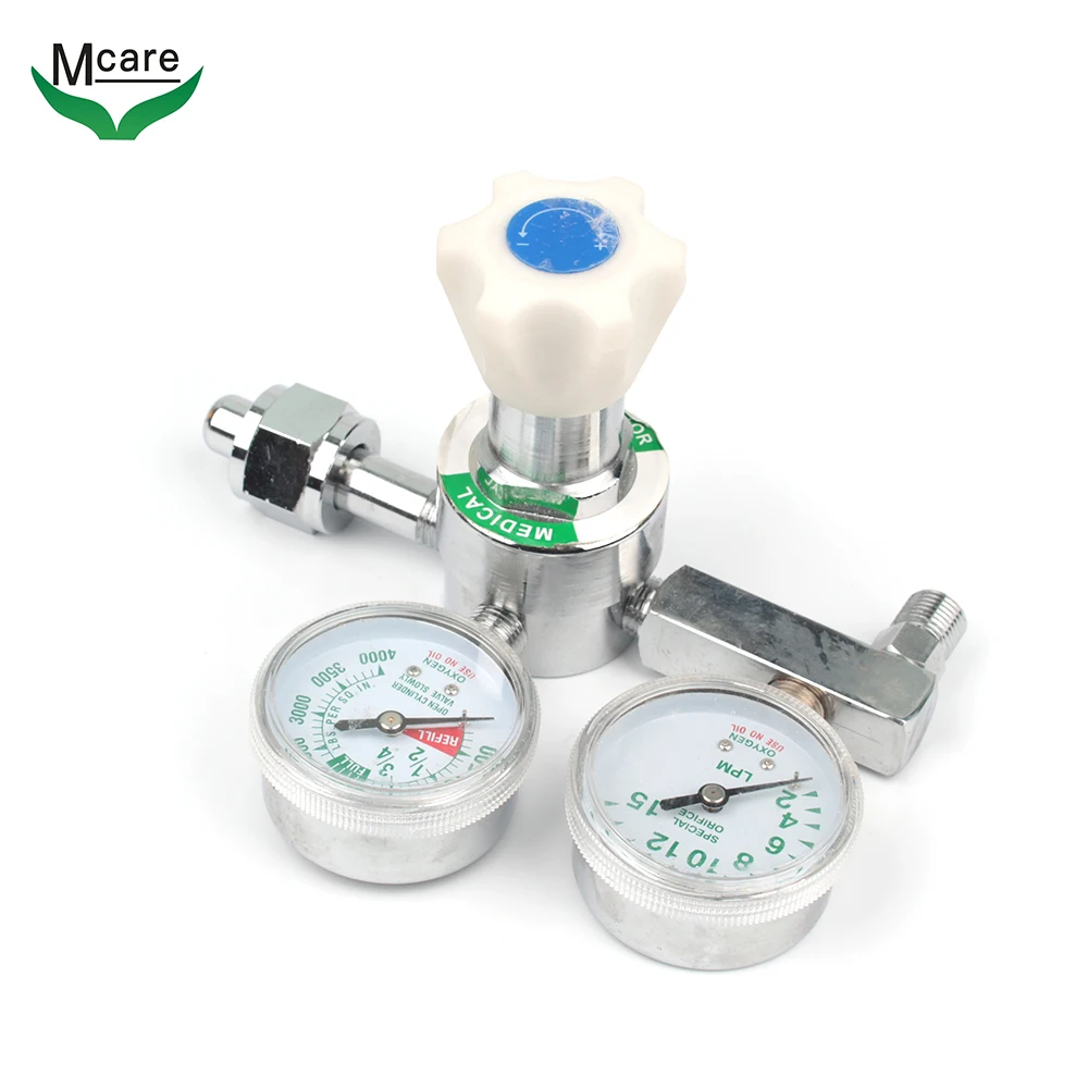Medical Double Gauge Oxygen Flow Meter CGA540 Regulator With Humidifier Bottle for Oxygen cylinder