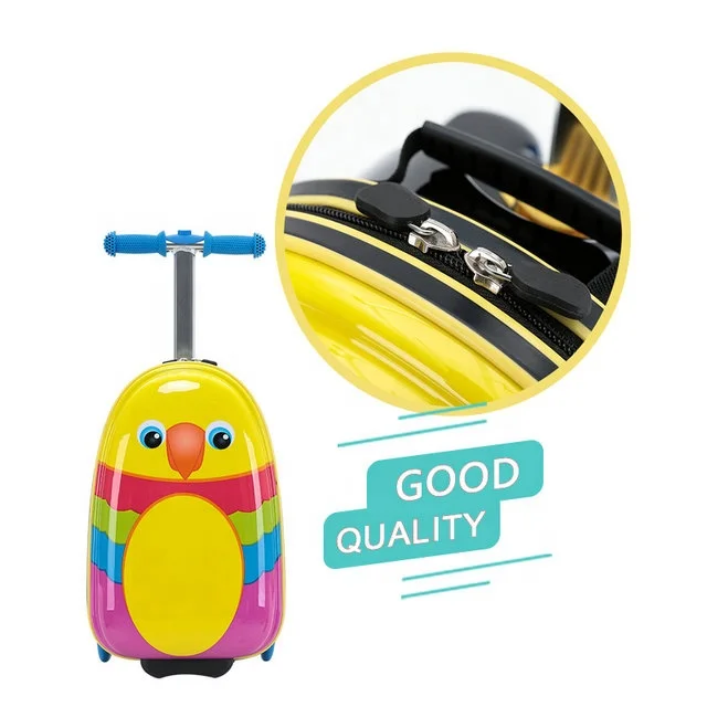 Animal Scooter Trolley Case Ride Suitcase Scooter Bag for Travel Trip for Kids Customized Logo Polyester Unisex ABS 16 Inch