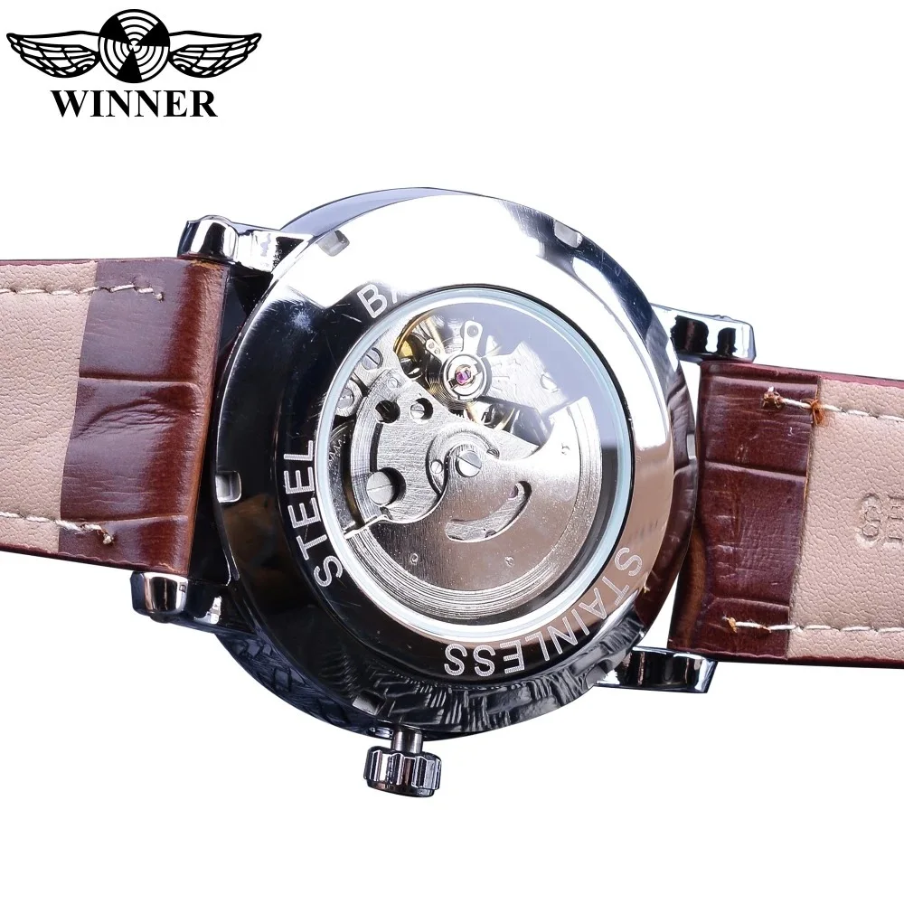 Wholesale Winner Watch Fashion Business Dress Men Watch Top Brand Luxury Leather Stainless Steel Automatic Watch