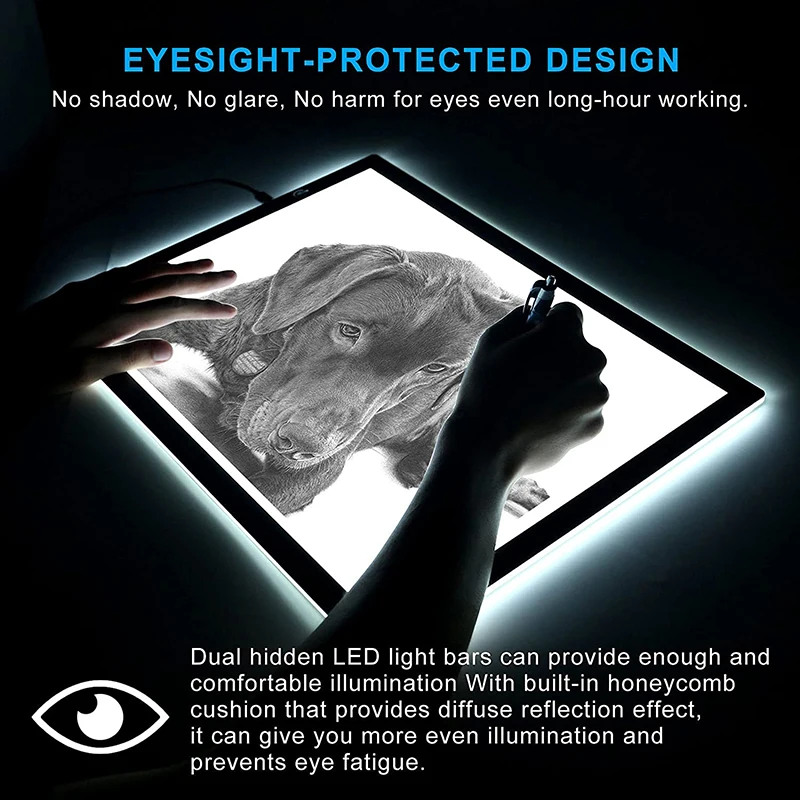 Portable LED Light Box Tracer USB Power Cable Brightness LED Tracing Light Pad for Artists Drawing
