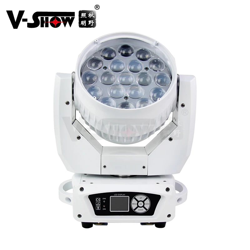 V-Show White Mac Aura 19*15W LED Beam Wash  Zoom Fixture Moving Head Light