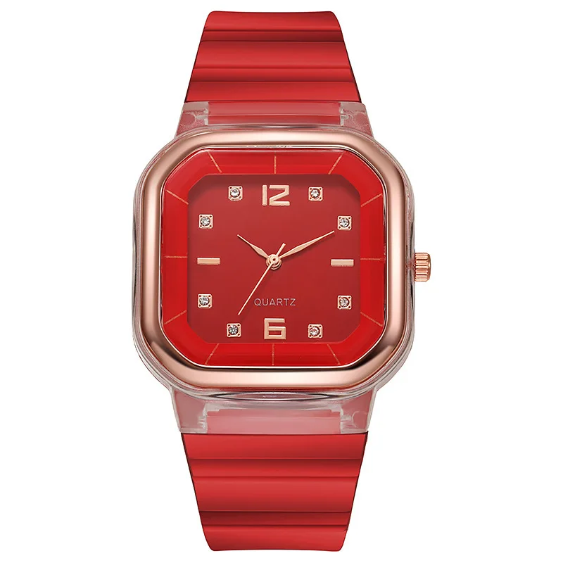 Fashion design Candy Color Jelly Student Silicone Band Girl Square Quartz Watches Trendy Sports Digital Dial Wrist Watches