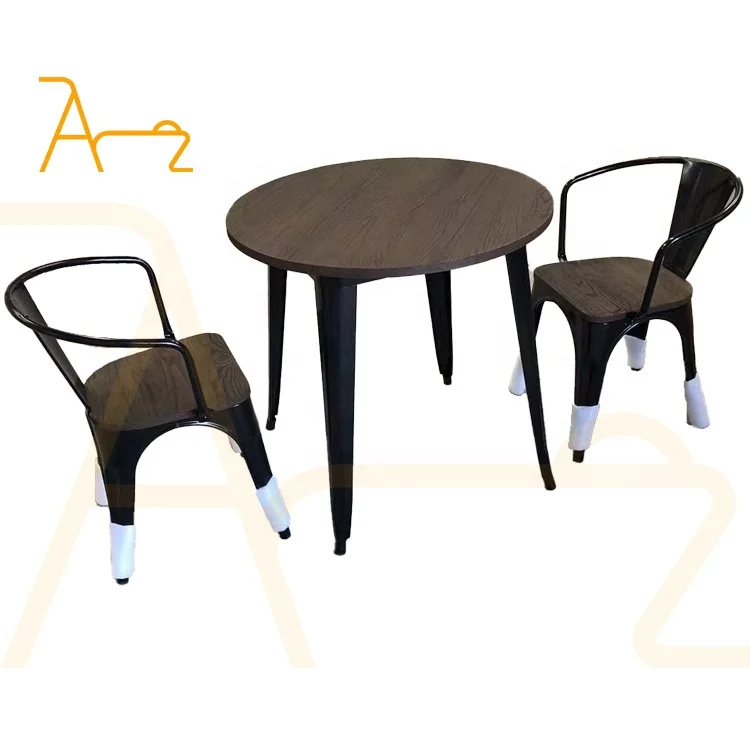 Industrial Style Restaurant furniture Outdoor Coffee Table Set Dinning Chair Stackable Metal Tables And Chairs For Restaurant
