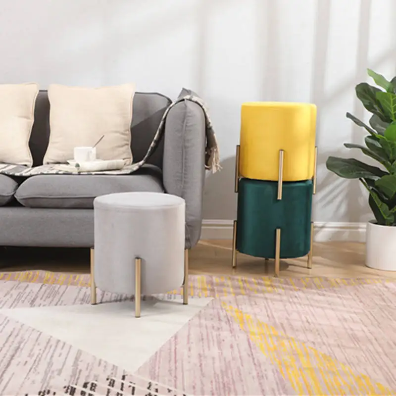 Stool New Sale Dining Round Modern Living Room Furniture Gold Metal Chairs Velvet Stools