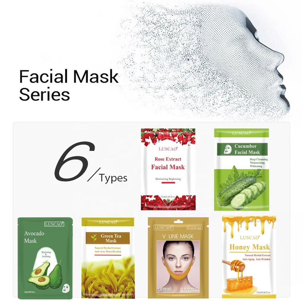 Natural Organic Face Masks Private Label OEM Moisturizing Slimming Sheet Facial Mask