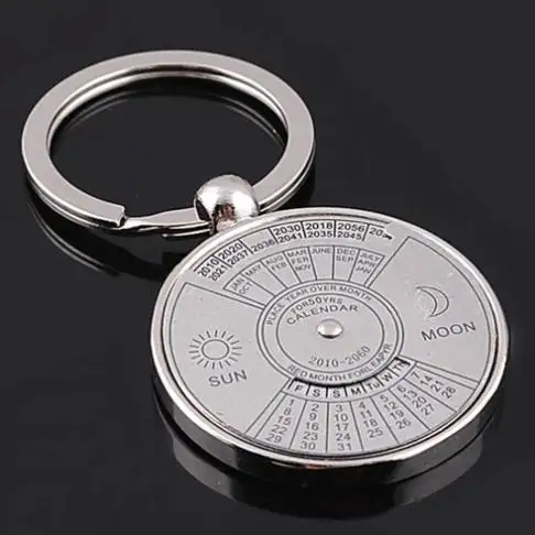 Hot Sell Mini 50 Years Perpetual Calendar Metal Keychain Unique Design Metal Keychains for Car